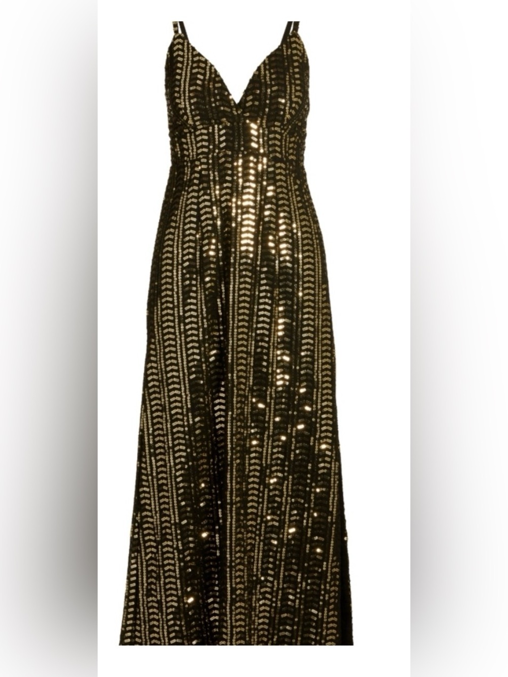 Like New, Boston Proper, Size 4 or 6 Black & Gold Sequin V-Neck Dress